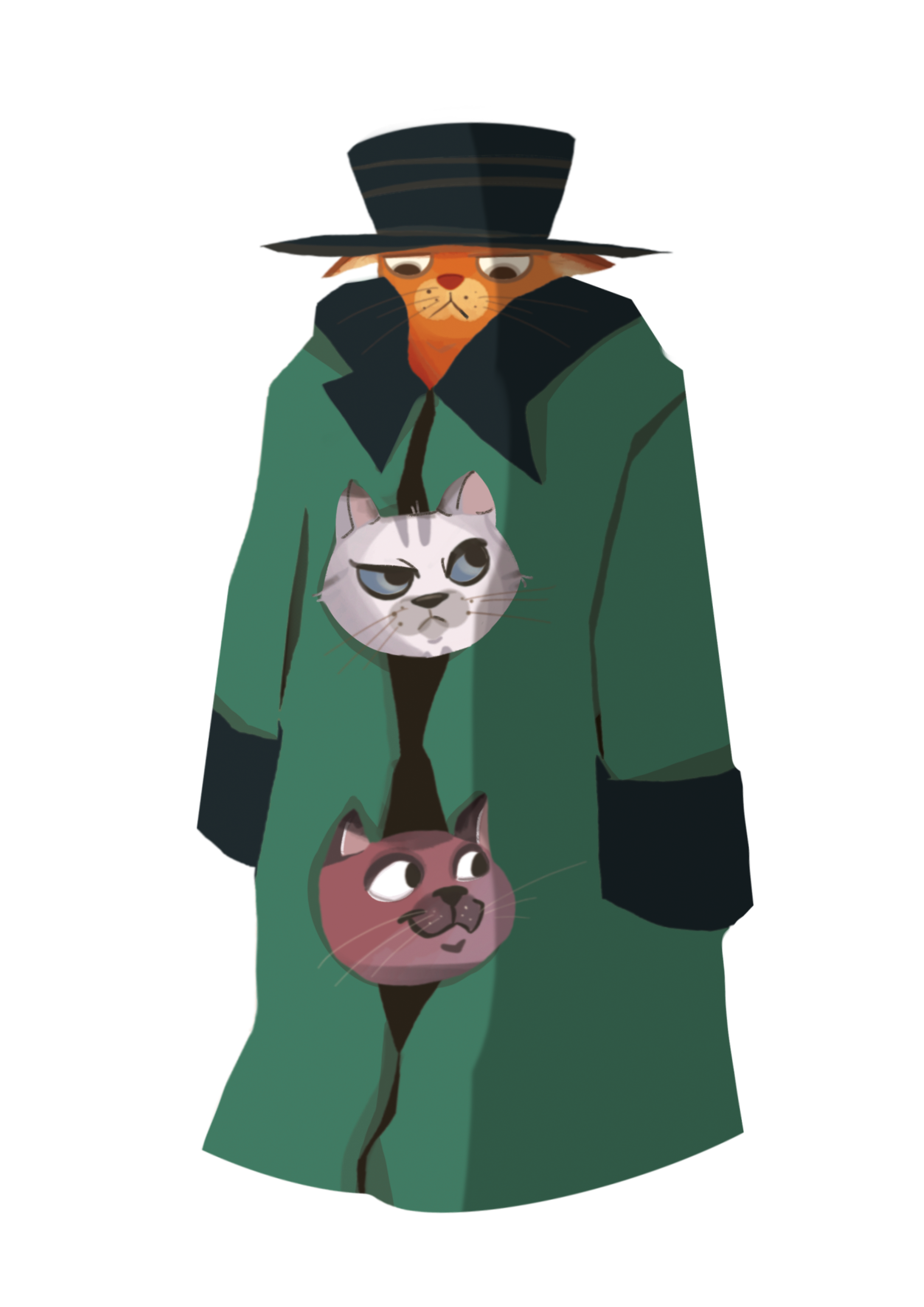 Three Cats in a Trenchcoat Sticker