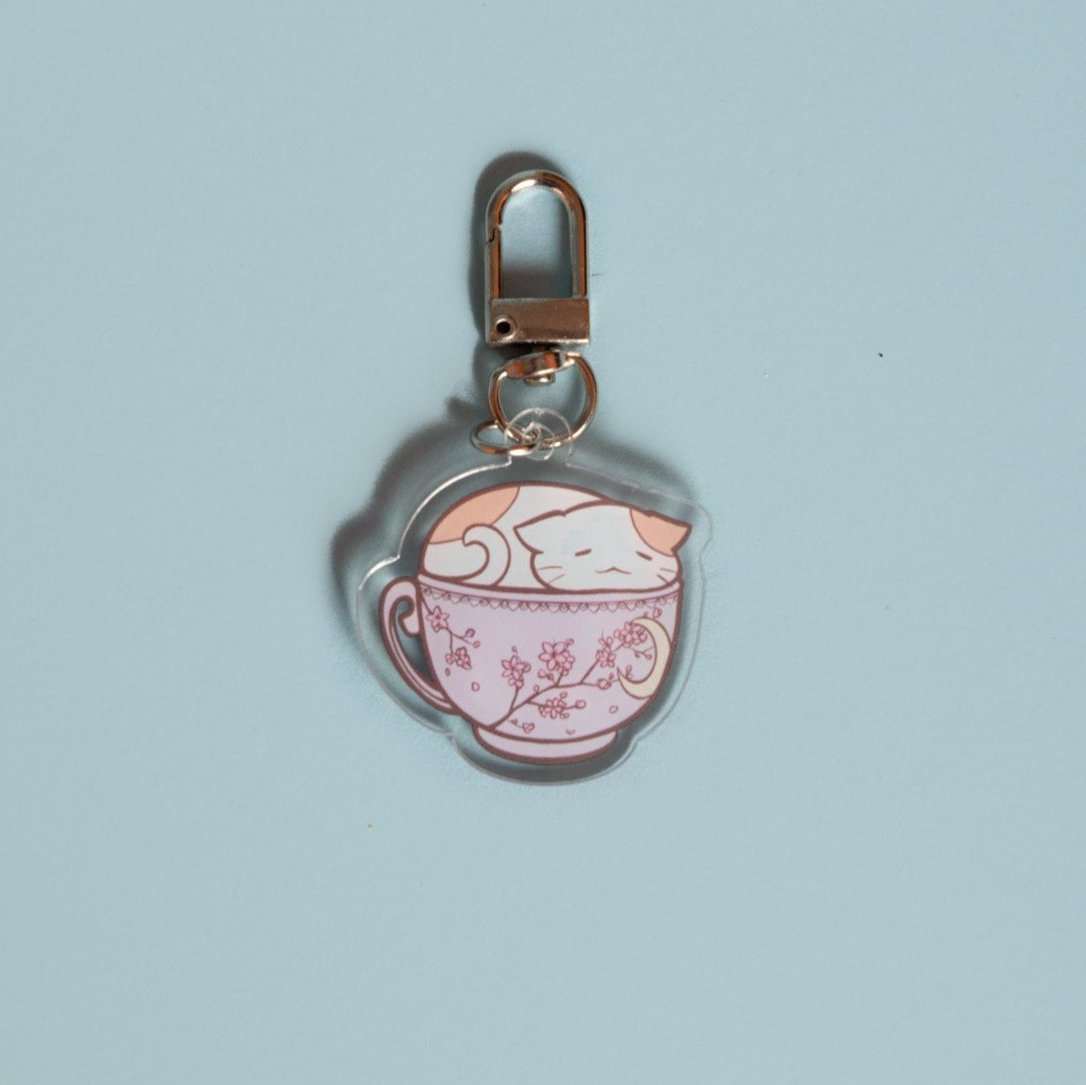 Catoro Teacup Cat Acrylic Keychain