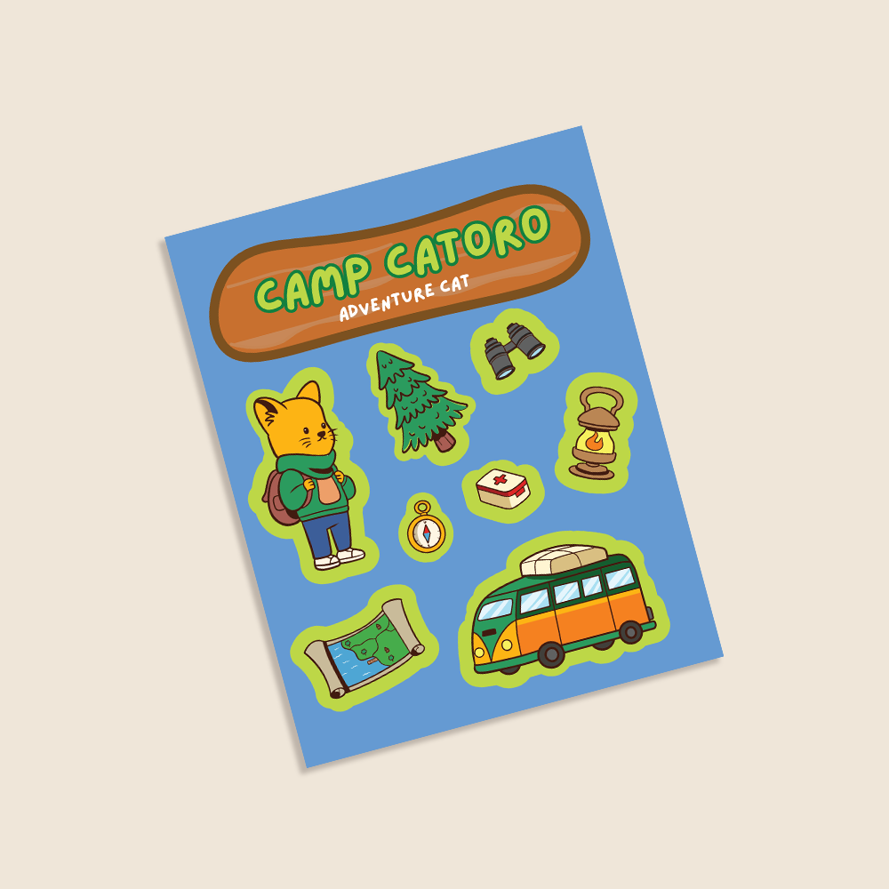 Camp Catoro Sticker Sheet - Adventure Cat