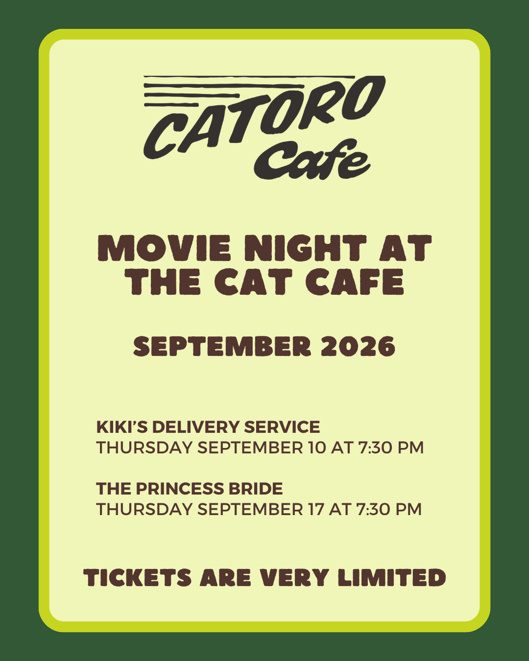 Catoro Movie Nights - September 2026