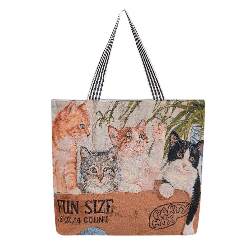 Cat Tapestry Grandma Tote Bag