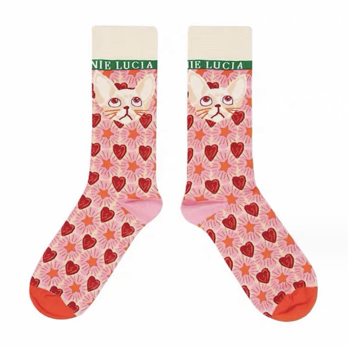 Heart & Star Cat Socks