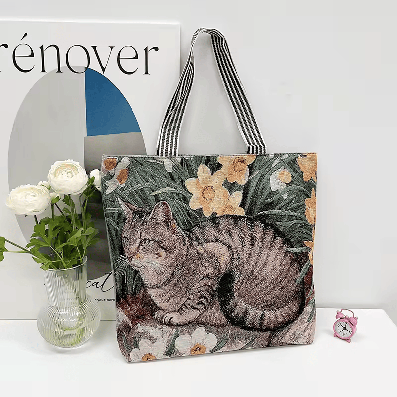 Cat Tapestry Grandma Tote Bag