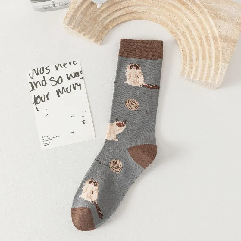 Cat Socks - Brown & Grey Ragdoll