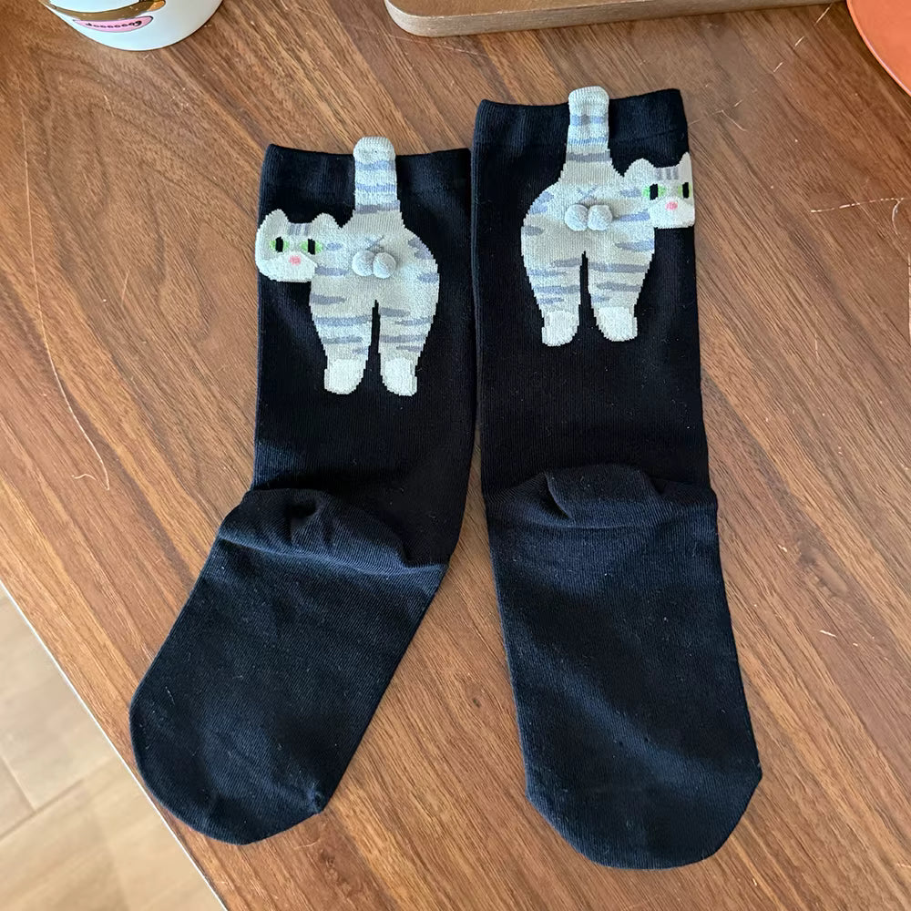 Cat Butt Pom Pom Socks