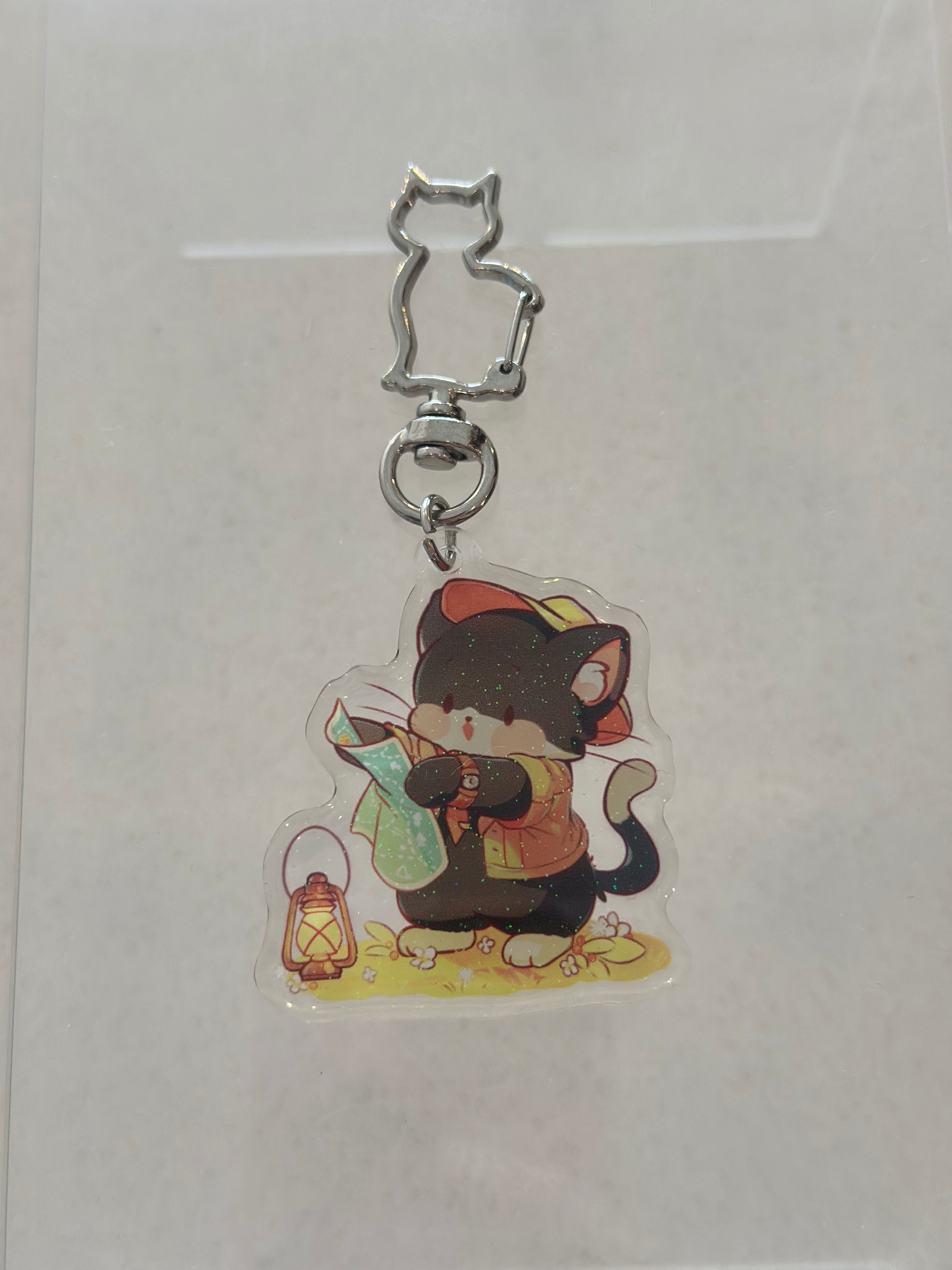 Catoro Map Kitty Glitter Acrylic Keychain