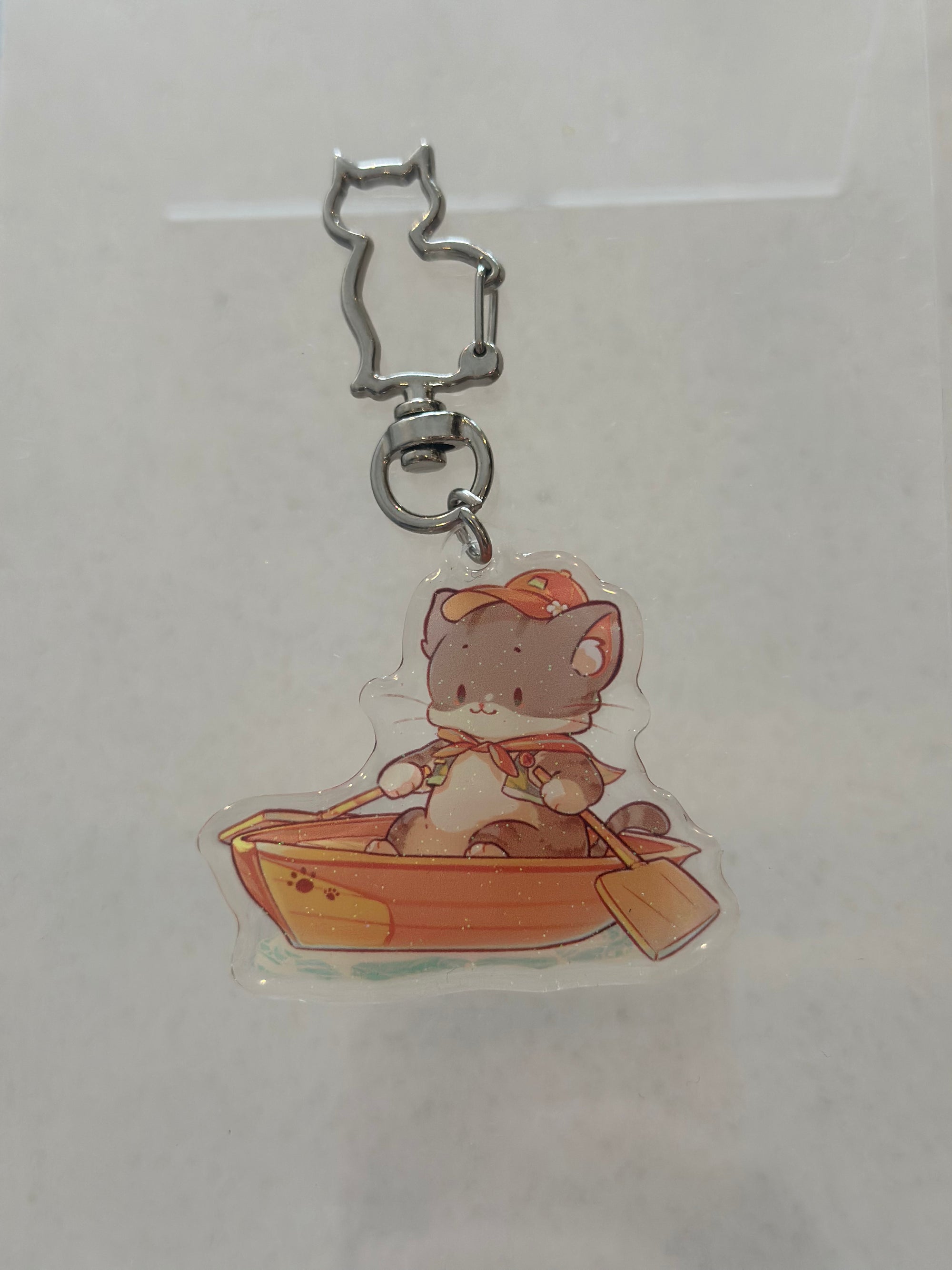 Catoro Canoe Kitty Glitter Acrylic Keychain