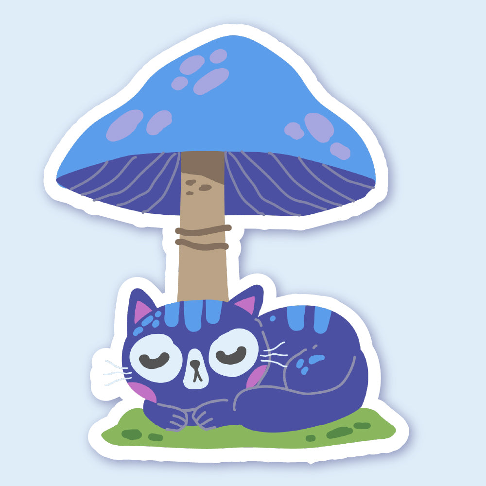 Sleepy Mushroom Cat Sticker