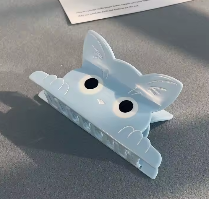 Cat Hair Claw Clip - Peeking Blue Cat